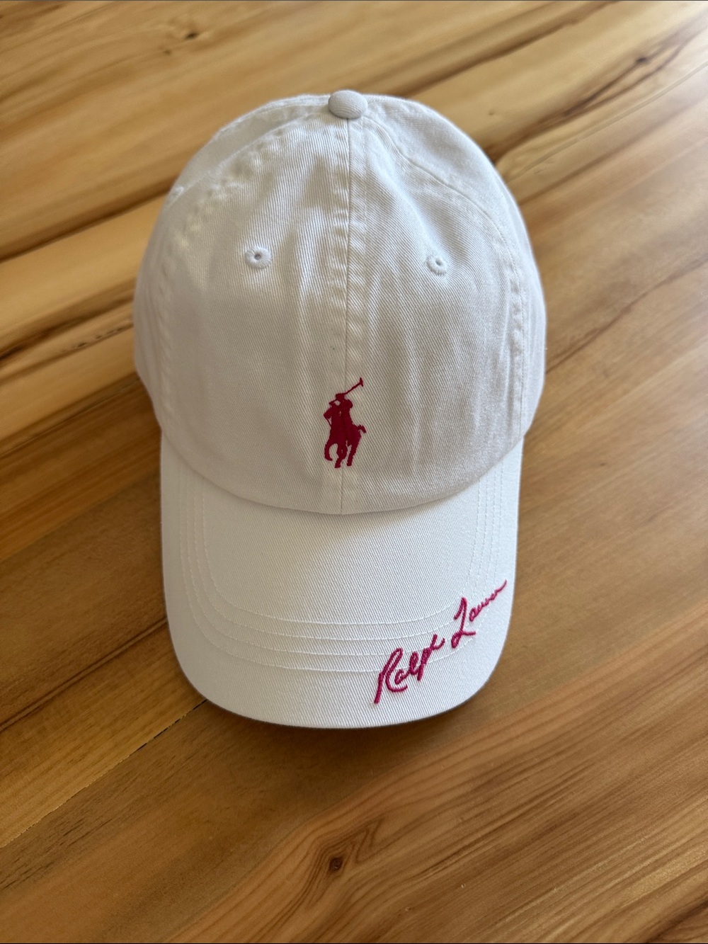 Ralph Lauren White Cap with Pink Pony and Signature - 2026 US Open